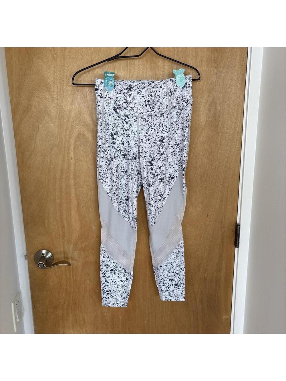Athleta Black & White Mesh Panel High Rise Leggings Size Small